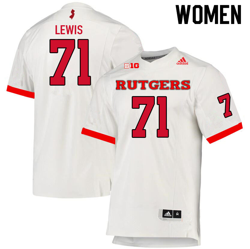 Women #71 Aaron Lewis Rutgers Scarlet Knights College Football Jerseys Sale-White - Click Image to Close